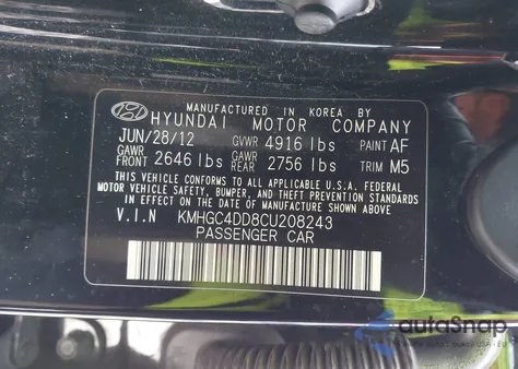 2012 Hyundai Genesis 3.8 z USA, uszkodzony, nr VIN KMHGC4DD8CU208243